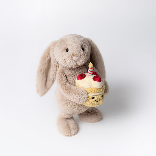 JELLYCAT Bashful Beige Bunny 'Birthday' BAS3BEBB