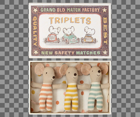 MAILEG Triplets, Baby mice in matchbox 17-3001-01