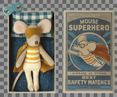 MAILEG Super hero mouse, Little brother in matchbox 17-3101-00